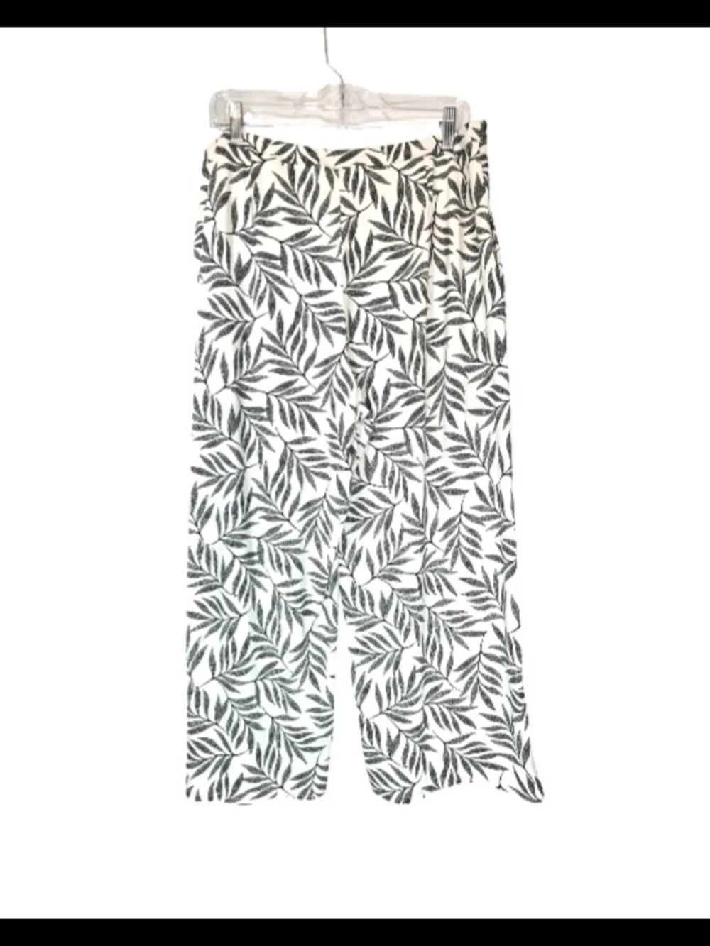 J. Jill Women's Stretch Boho Tropical Leaf Print Wide-Leg Cropped Pants Size L - Picture 1 of 6